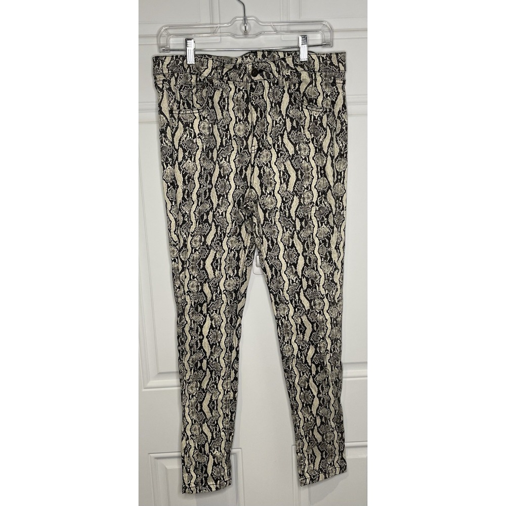 Wild Fable Women's 10 Snakeskin Print High-Rise Stretch Skinny Jeans Black White